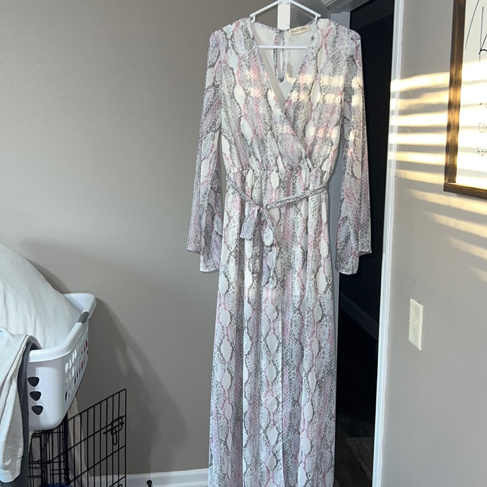 Peach Love Snake Maxi Dress